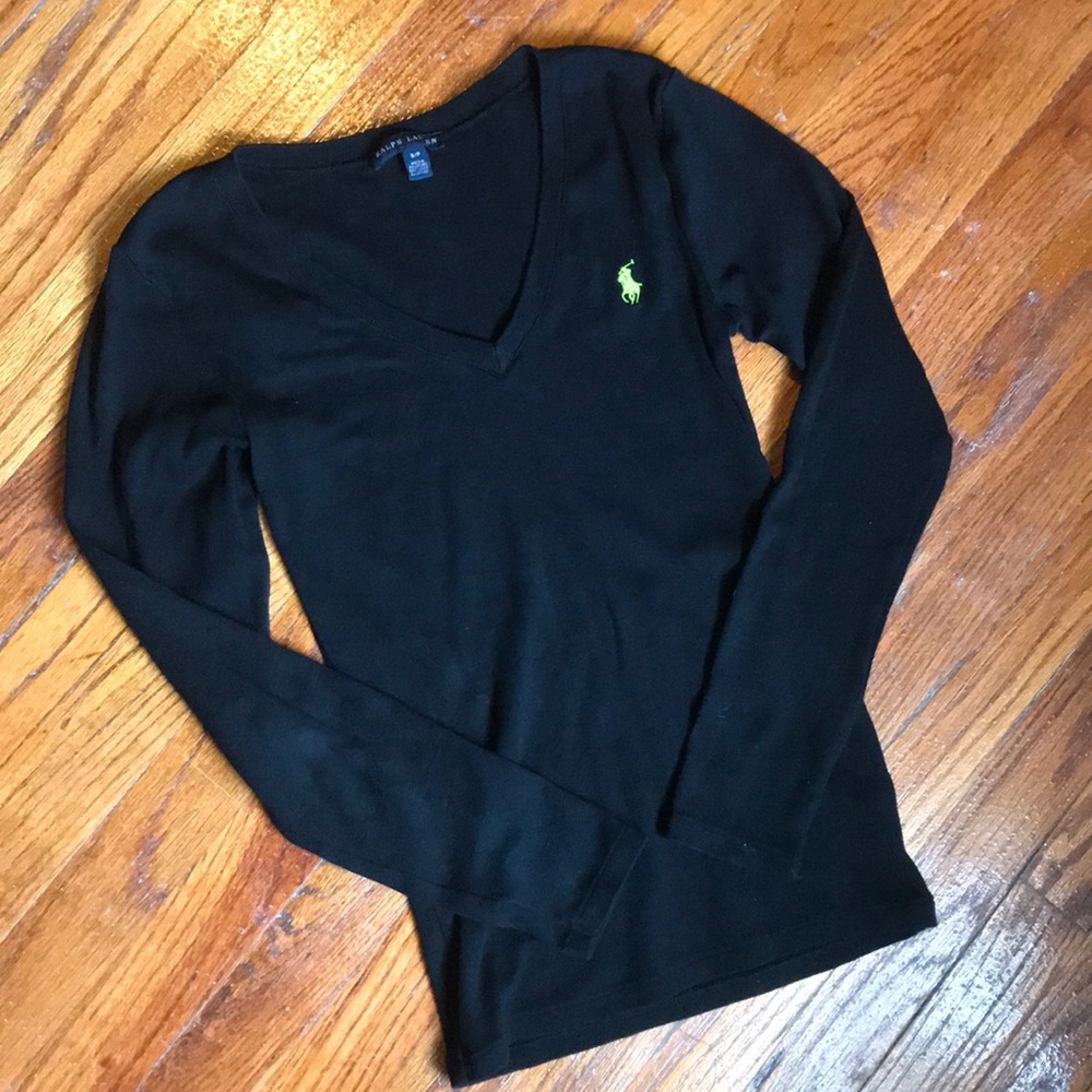 Ralph Lauren black fitted v-neck sweater